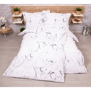 Zvýhodněná sada RANFORCE Bavlněného povlečení na dvě klasická lůžka - Mramor bílý