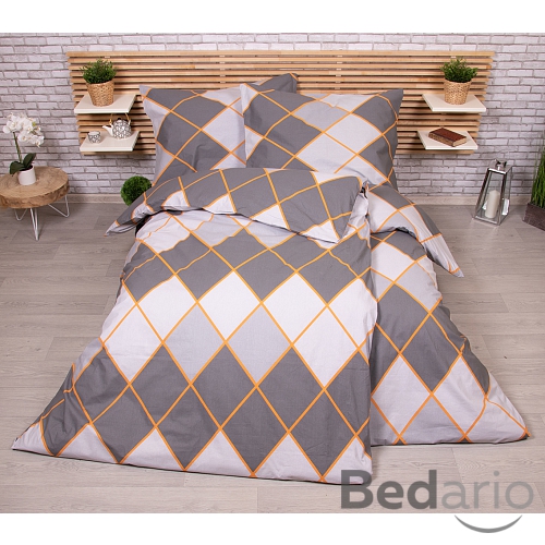 Zvýhodněná sada RANFORCE Bavlněného povlečení na dvě klasická lůžka - Káry tmavě šedé