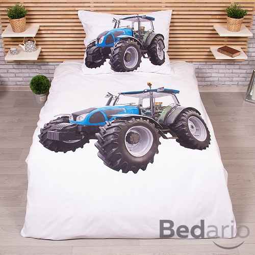 3D povlečení 140x200+70x90 Traktor blue