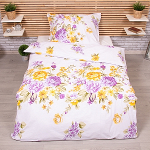 Bavlněné povlečení 140x200+70x90 Lila na bílé