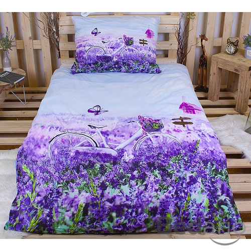 3D povlečení 140x200+70x90 Violet Garden