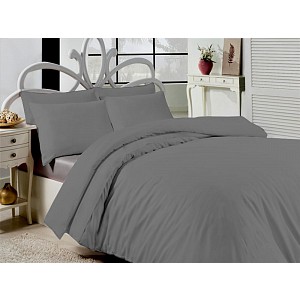 Saténové povlečení UNI šedá 220x200+2x70x90