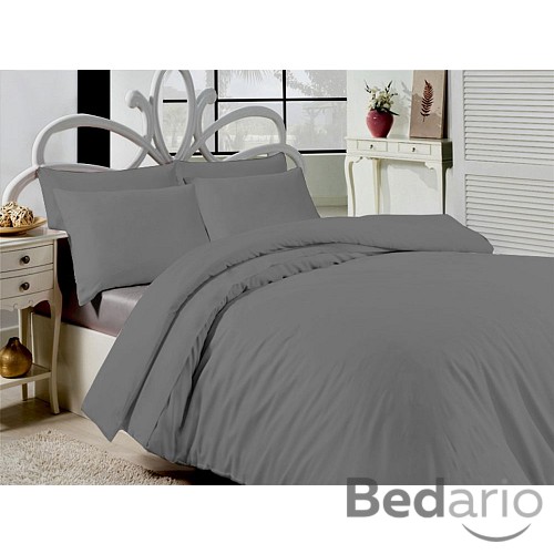 Saténové povlečení UNI šedá 220x200+2x70x90
