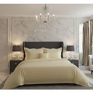 Saténové francouzské povlečení LUXURY COLLECTION 220x200+2x70x90cm smetanové