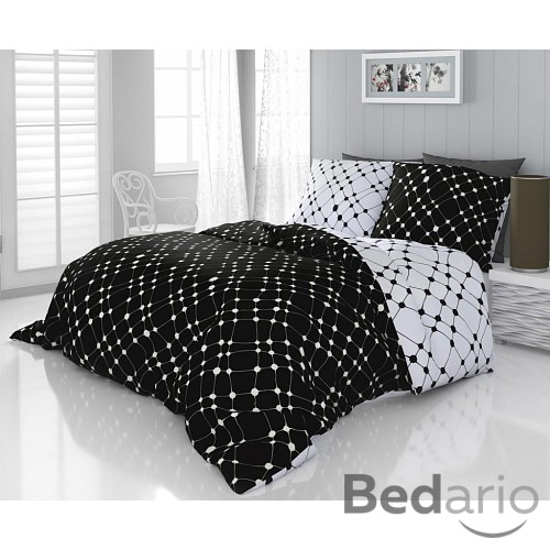 Saténové francouzské povlečení LUXURY COLLECTION 220x200+2x70x90cm Infinity černobílé
