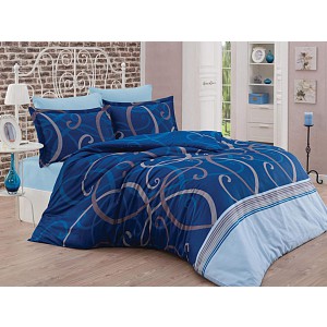 Saténové povlečení LUXURY COLLECTION 140x200+70x90cm Waves modré