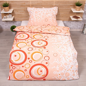 Bavlněné povlečení economy 140x200+70x90 Kolečka oranžová