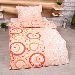 Bavlněné povlečení economy 140x200+70x90 Kolečka oranžová