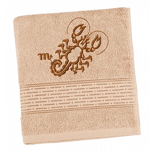 Froté osuška s proužkem ve znamení zvěrokruhu - Štír tmavě béžová