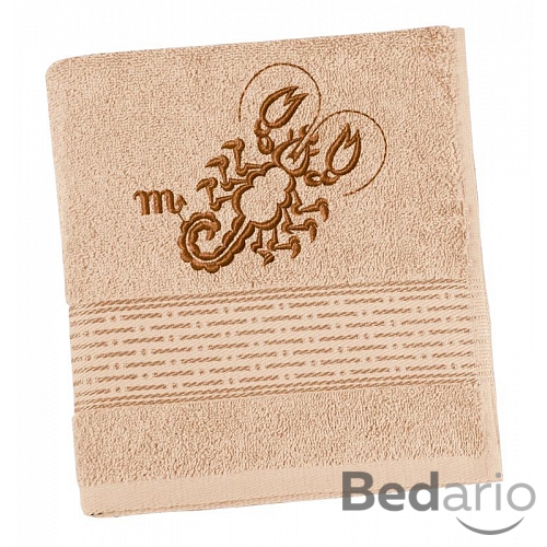 Froté osuška s proužkem ve znamení zvěrokruhu - Štír tmavě béžová