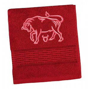 Froté osuška s proužkem ve znamení zvěrokruhu - Býk bordová