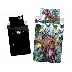 Bavlněné povlečení 140x200+70x90 Jurský svět Roar (ve tmě svítí)