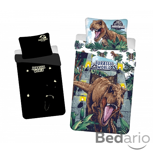 Bavlněné povlečení 140x200+70x90 Jurský svět Roar (ve tmě svítí)