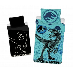 Bavlněné povlečení 140x200+70x90 Jurský svět Velociraptor (ve tmě svítí)
