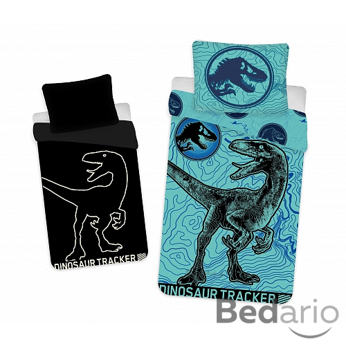 Bavlněné povlečení 140x200+70x90 Jurský svět Velociraptor (ve tmě svítí)