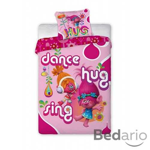 Dětské bavlněné povlečení TROLLS DANCING 140x200+70x90