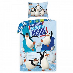 Dětské bavlněné povlečení Tučňáci 140x200+70x90