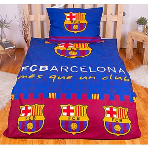 Bavlněné povlečení FC BARCELONA modrá/vínová 140x200+70x90