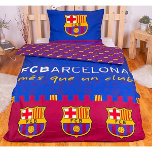 Bavlněné povlečení FC BARCELONA modrá/vínová 140x200+70x90