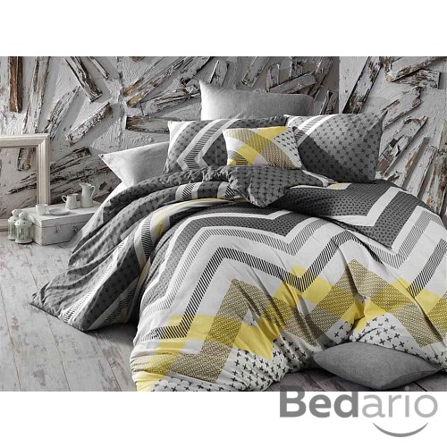 Luxusní RANFORCE Bavlněné povlečení STYL žlutý 220x200+2x70x90