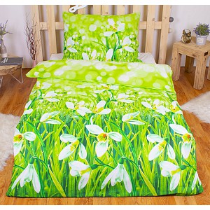 Bavlněné povlečení SNĚŽENKY 140x200+70x90