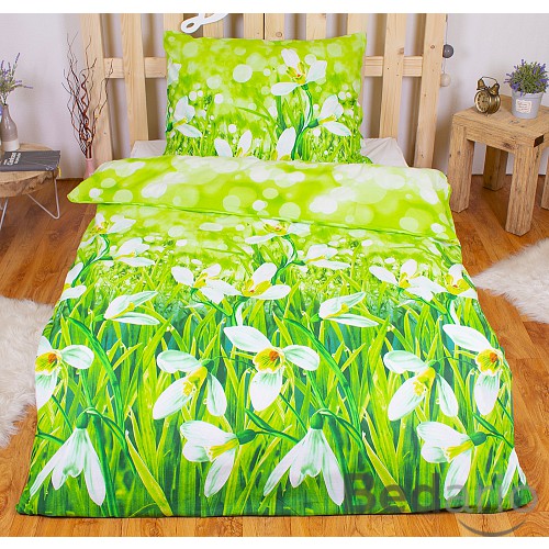 Bavlněné povlečení SNĚŽENKY 140x200+70x90