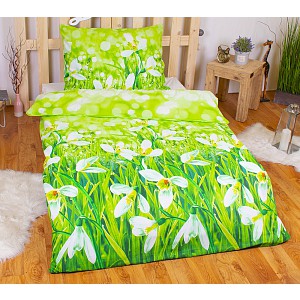 Bavlněné povlečení SNĚŽENKY 140x200+70x90