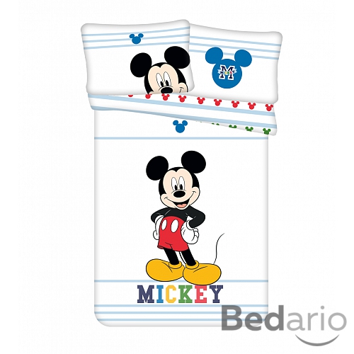 Bavlněné povlečení do postýlky 40x60+100x135 Mickey White