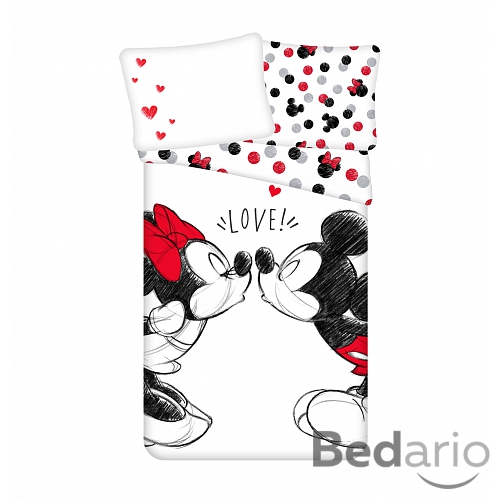 Bavlněné povlečení 140x200+70x90 Mickey a Minnie Lovely kiss