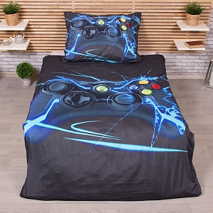 3D povlečení 140x200+70x90 Konzole černá