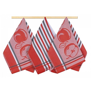 Kuchyňské utěrky - sada 3 kusů - Červenošedé ovoce