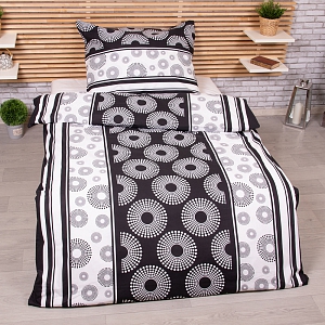 Bavlněné povlečení 140x200+70x90 Černá kolečka