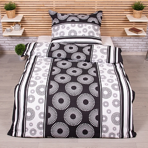 Bavlněné povlečení 140x200+70x90 Černá kolečka