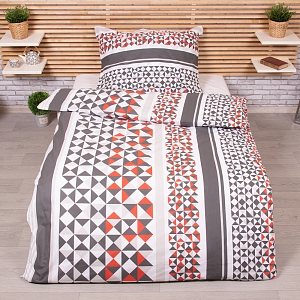 Bavlněné povlečení 140x200+70x90 Střepy šedé