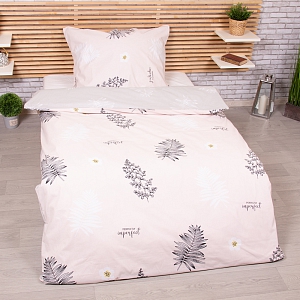 Bavlněné povlečení 140x200+70x90 Kapradí růžovo-šedé