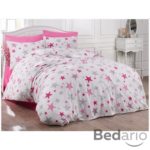 Bavlněné povlečení 140x200+70x90 Galaxy růžové