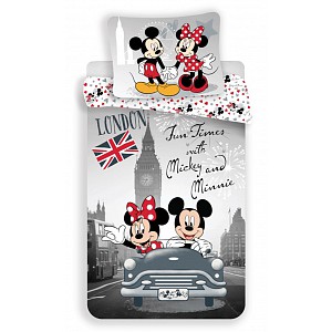 Bavlněné povlečení 140x200 70x90 Mickey & Minnie London Love