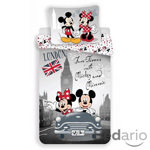 Bavlněné povlečení 140x200 70x90 Mickey & Minnie London Love