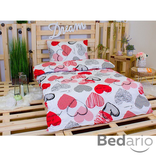 Bavlněné povlečení RED Love 140x200+70x90