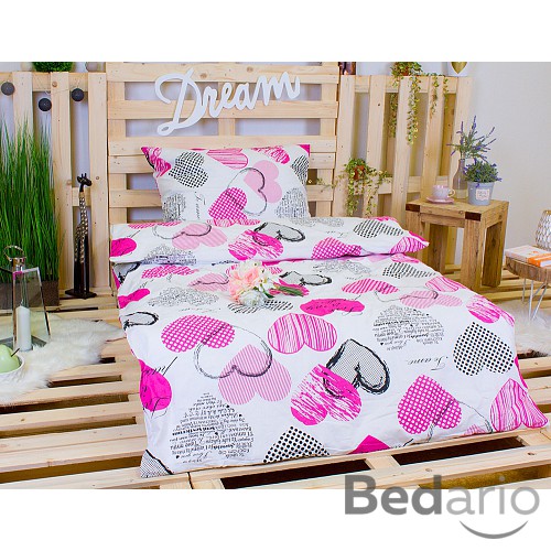 Bavlněné povlečení PINK Love 140x200+70x90