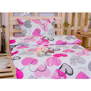 Bavlněné povlečení PINK Love 140x200+70x90