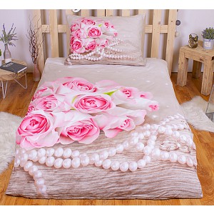 3D povlečení 140x200+70x90 Pearl Rose