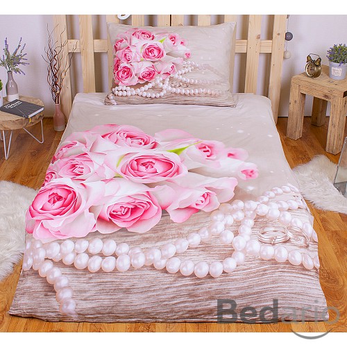3D povlečení 140x200+70x90 Pearl Rose