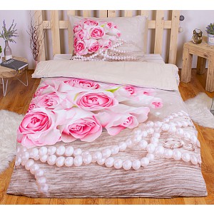 3D povlečení 140x200+70x90 Pearl Rose