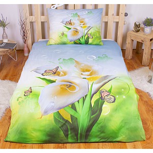 3D povlečení 140x200+70x90 Bílá Kala