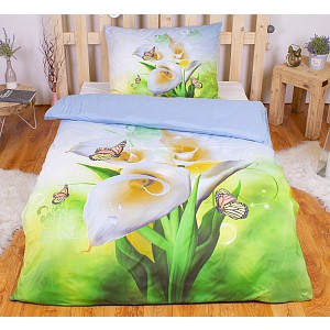 3D povlečení 140x200+70x90 Bílá Kala