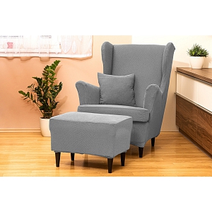 Potah na křeslo ušák s podsedákem Gisela - Šedá