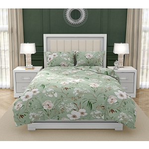 Francouzské bavlněné povlečení DELUX 220x200+2x70x90 MAGNÓLIE zelená