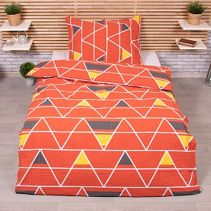 Krepové povlečení 140x200+70x90 Pyramidy červené