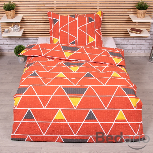 Krepové povlečení 140x200+70x90 Pyramidy červené